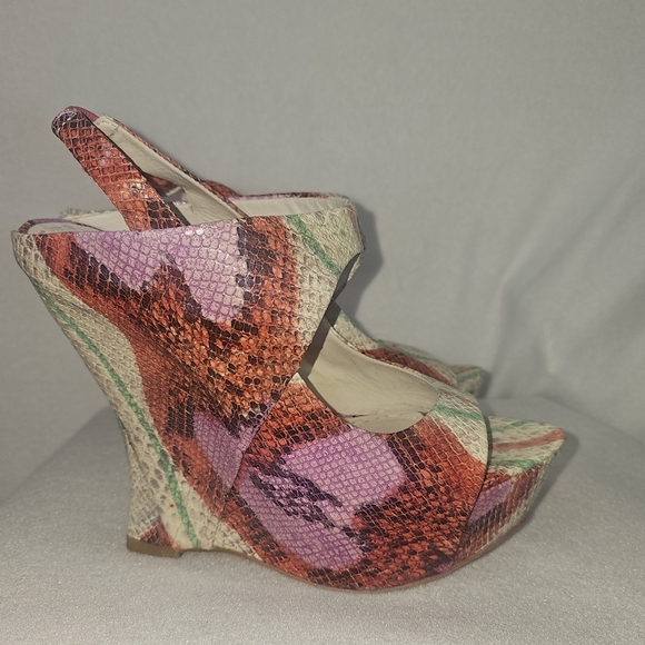 Alice+Olivia Multicolor Animal Print Womens Wedged Sandals Sz 8.5 Festive,Party - Picture 4 of 11